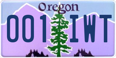 OR license plate 001IWT