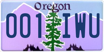 OR license plate 001IWU