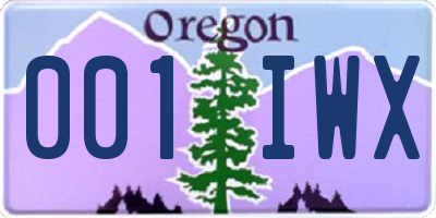 OR license plate 001IWX