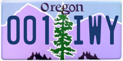 OR license plate 001IWY