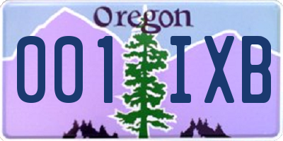 OR license plate 001IXB