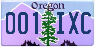 OR license plate 001IXC