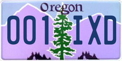 OR license plate 001IXD
