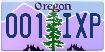 OR license plate 001IXP