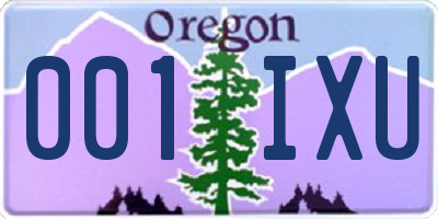 OR license plate 001IXU