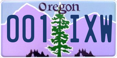 OR license plate 001IXW