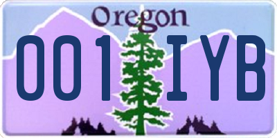 OR license plate 001IYB