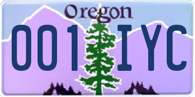 OR license plate 001IYC