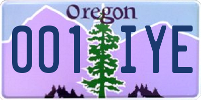 OR license plate 001IYE