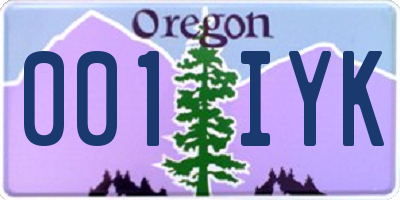 OR license plate 001IYK