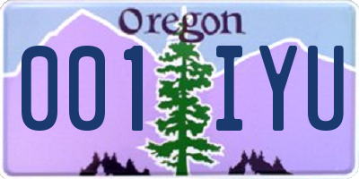 OR license plate 001IYU