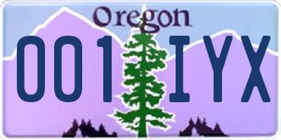 OR license plate 001IYX