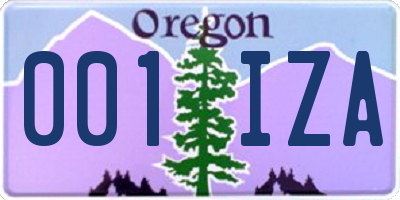 OR license plate 001IZA