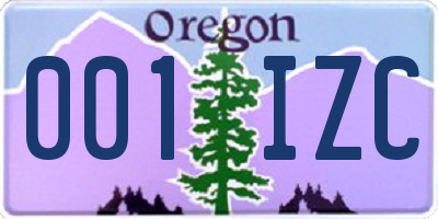 OR license plate 001IZC