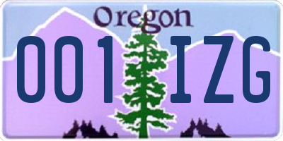 OR license plate 001IZG