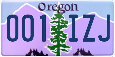 OR license plate 001IZJ