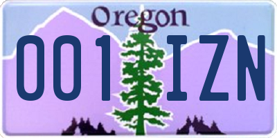 OR license plate 001IZN