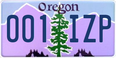 OR license plate 001IZP