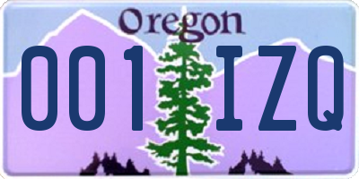 OR license plate 001IZQ