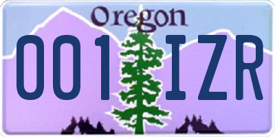 OR license plate 001IZR