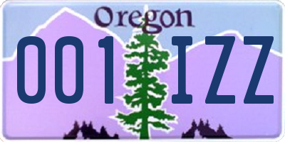 OR license plate 001IZZ