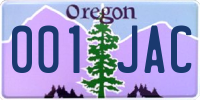 OR license plate 001JAC