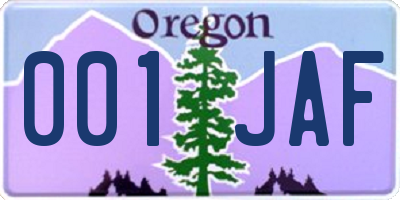 OR license plate 001JAF