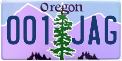 OR license plate 001JAG