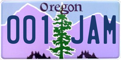 OR license plate 001JAM