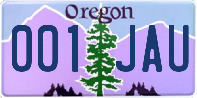 OR license plate 001JAU