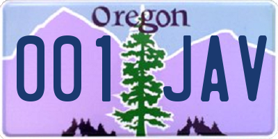 OR license plate 001JAV