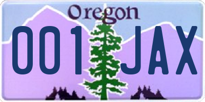 OR license plate 001JAX