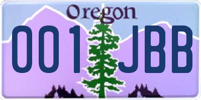 OR license plate 001JBB