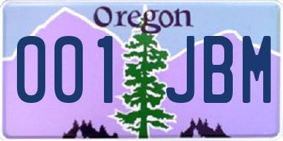 OR license plate 001JBM