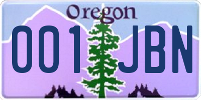 OR license plate 001JBN