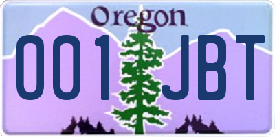 OR license plate 001JBT