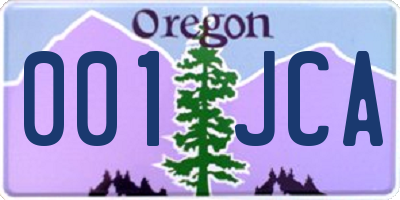 OR license plate 001JCA