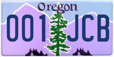 OR license plate 001JCB