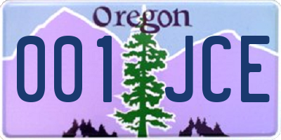 OR license plate 001JCE