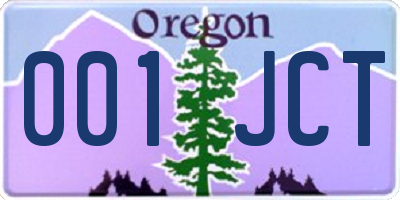 OR license plate 001JCT