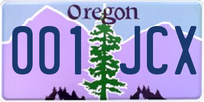 OR license plate 001JCX