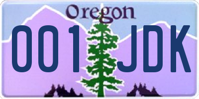 OR license plate 001JDK