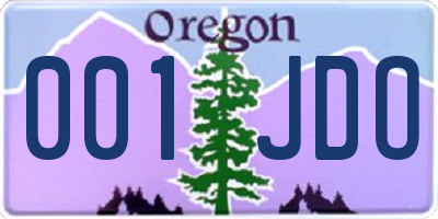 OR license plate 001JDO