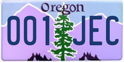 OR license plate 001JEC