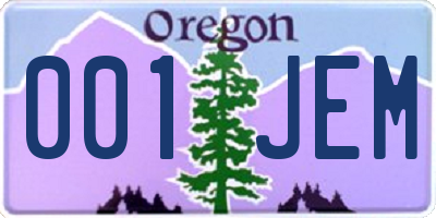 OR license plate 001JEM