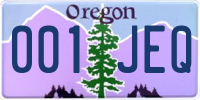 OR license plate 001JEQ