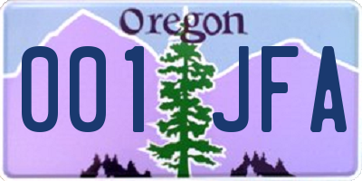 OR license plate 001JFA