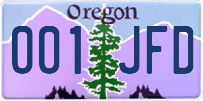 OR license plate 001JFD