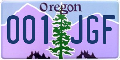 OR license plate 001JGF