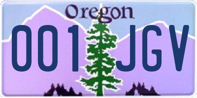 OR license plate 001JGV